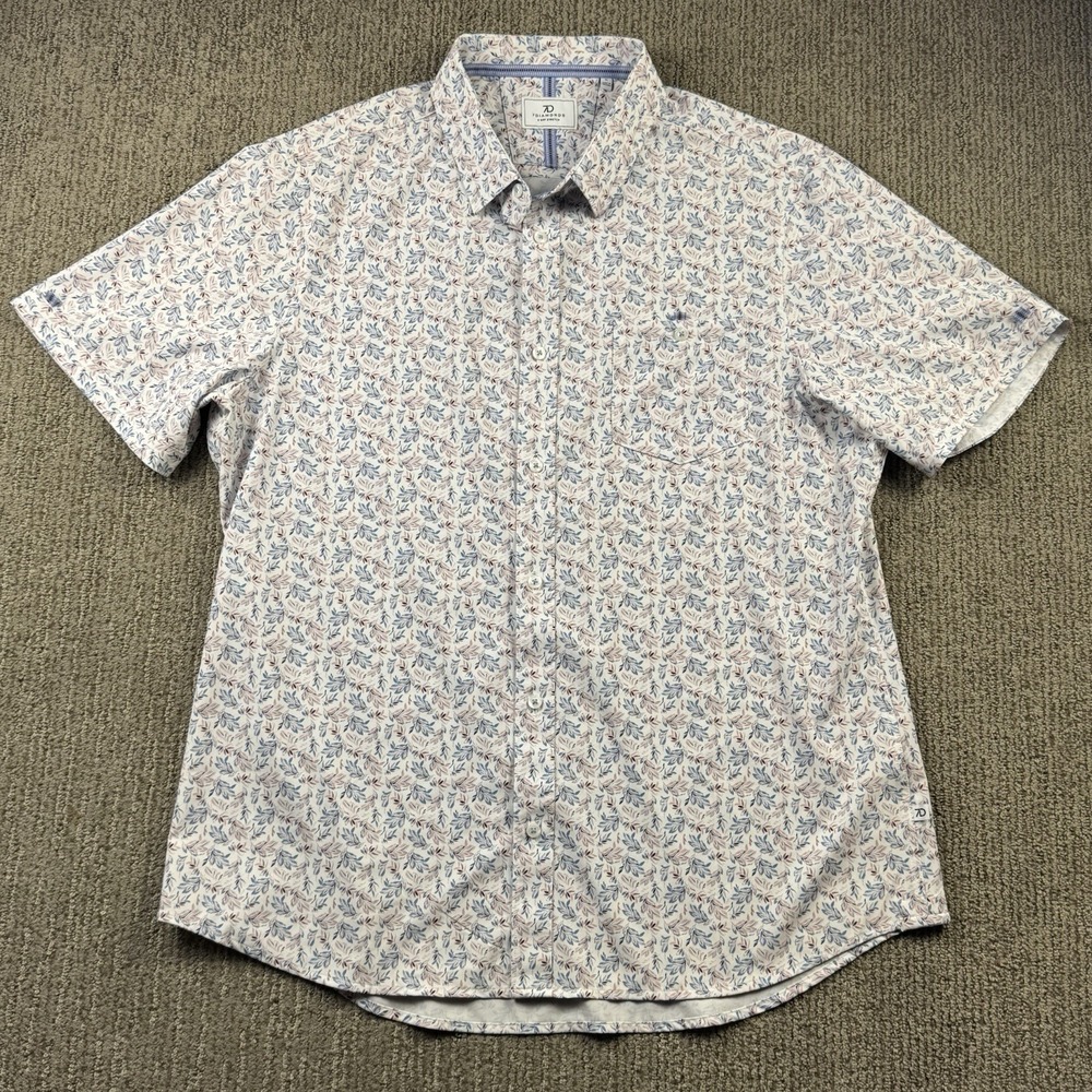 7 Diamonds Mens XL Eliseo 4 Way Stretch Woven Shirt Button Up Short Sleeve Leaf